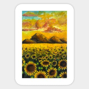 Sunflower sunset over the mountains Sticker